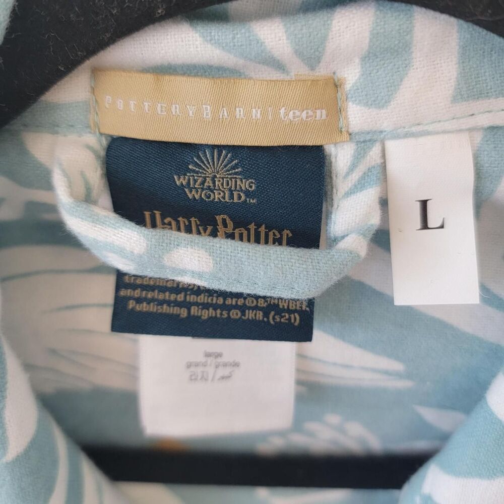 Harry Potter Blue Button Up Shirt Wizarding World Size L - Picture 3 of 8